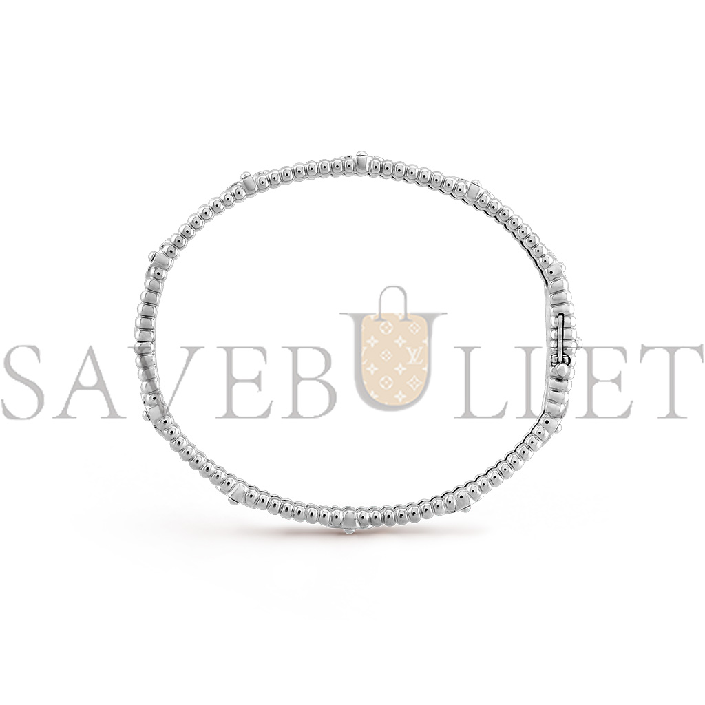 VAN CLEEF ARPELS PERLÉE SWEET CLOVERS BRACELET, EXTRA SMALL MODEL - WHITE GOLD, DIAMOND VCARP6X800 VAN CLEEF ARPELS PERLÉE SWEET CLOVERS BRACELET, EXTRA SMALL MODEL - WHITE GOLD, DIAMOND VCARP6X800